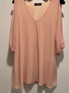 Lulu's Soft Peach V-Neck Mini Dress
